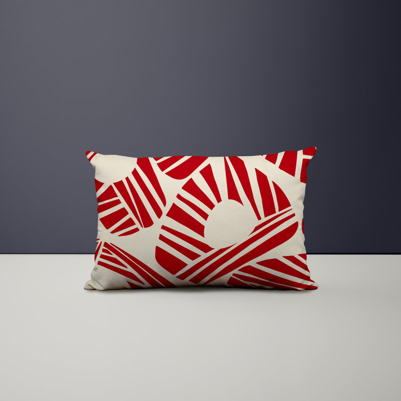 Polyester / Mélange de polyester Housse de coussin rectangulaire intérieure / extérieure lombaire et insert, Rouge