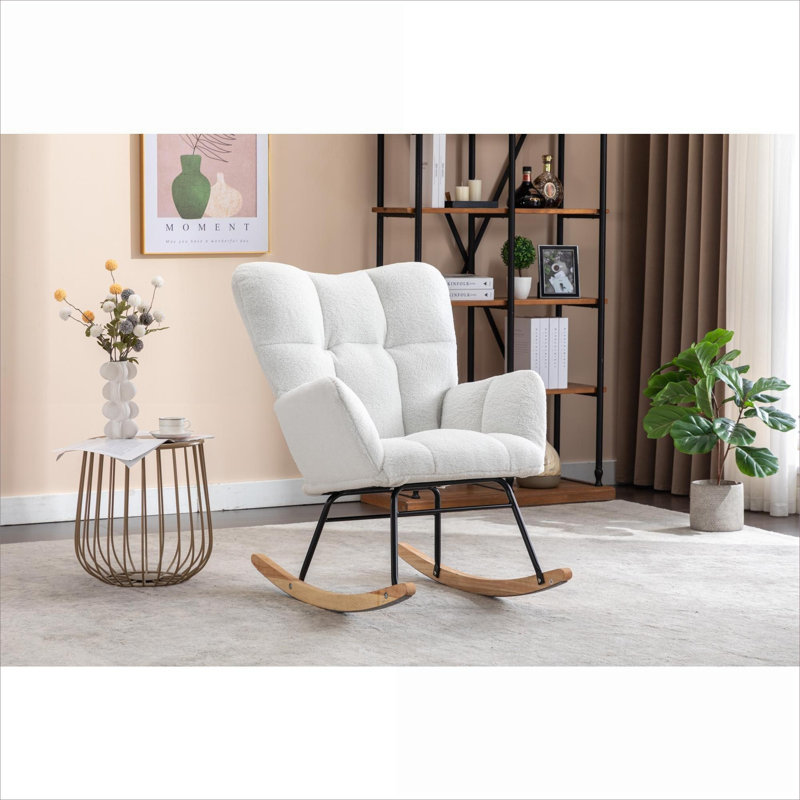 Chaise berçante simple à bascule pour chambre de bébé et salon d'intérieur, Blanc