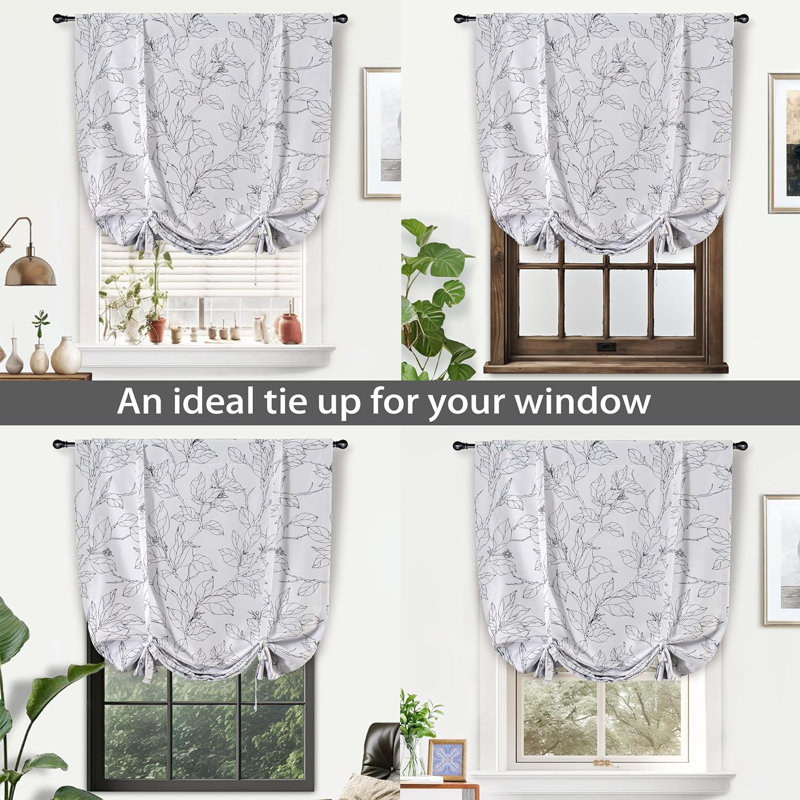 Abdouallah Blackout Curtain Single Panel, 39" W x 55" L, Black/White