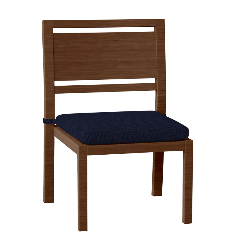 Chaise d'appoint en aluminium Avondale - Chêne, Pas de soudure, Lin marine, Chêne