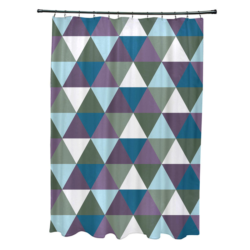 Joshi Geometric Shower Curtain, Green/Blue