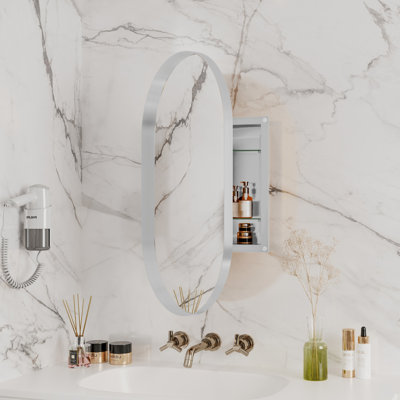 Oval Recessed Medicine Cabinet Mirror