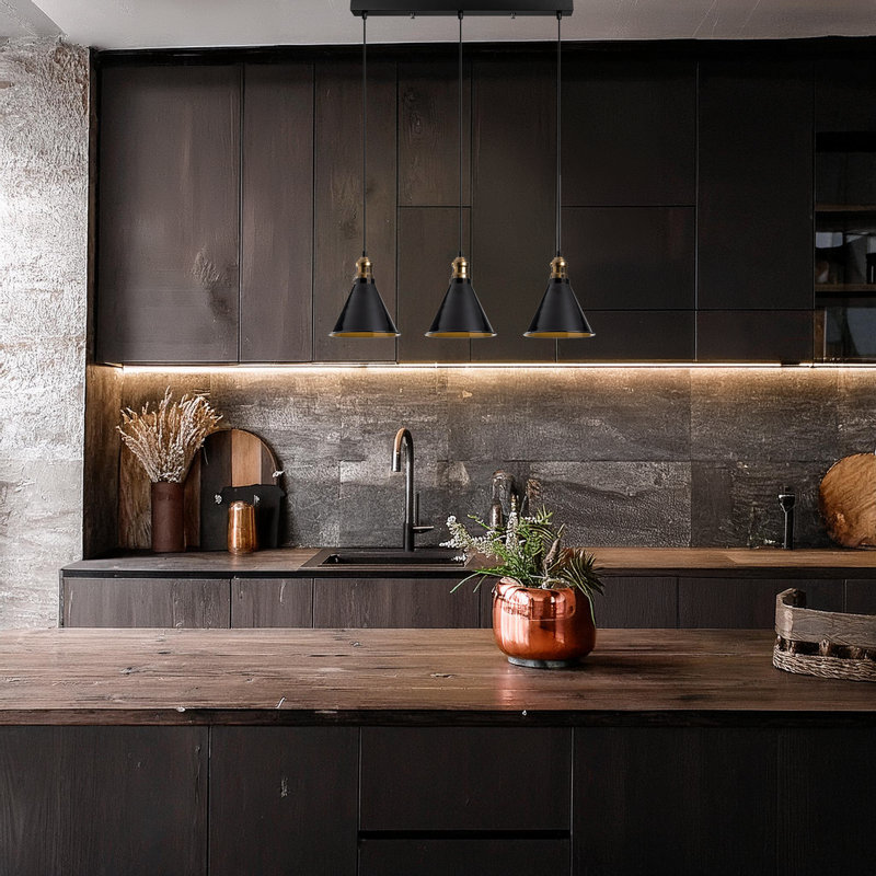 Lustre de style scandinave, métal noir, 27,6 po de diamètre x 46,1 po de hauteur | Hauteur réglable, 3 douilles E27 de 40 W maximum, design élégant pour les maisons modernes | Certifié IP20, parfait pour les espaces repas et de vie