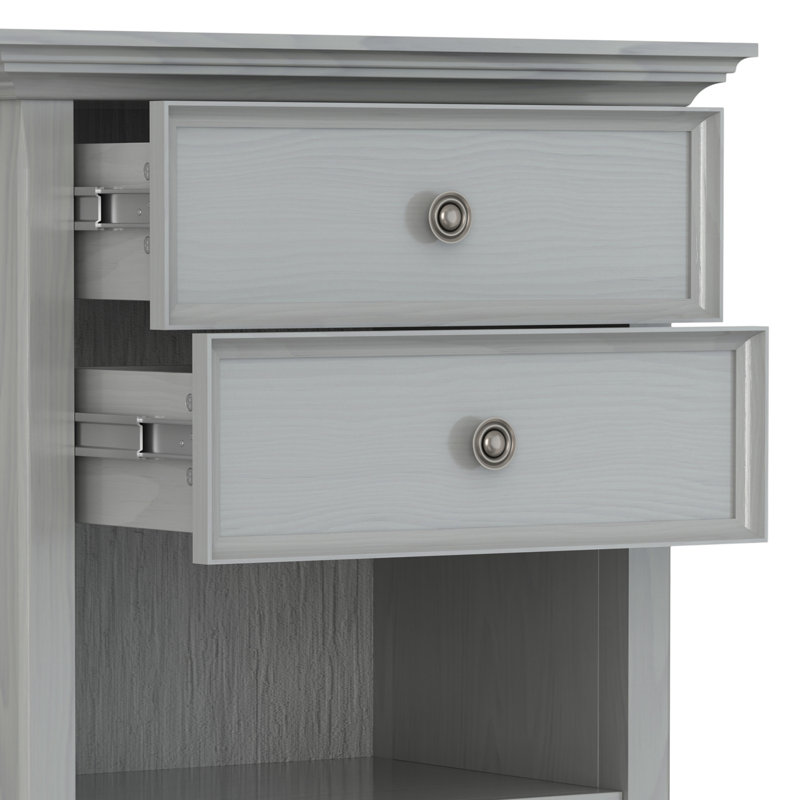 Amherst 24 Inch Solid Wood Traditional Bedside Table In Fog Grey (Set Of 2), Gray