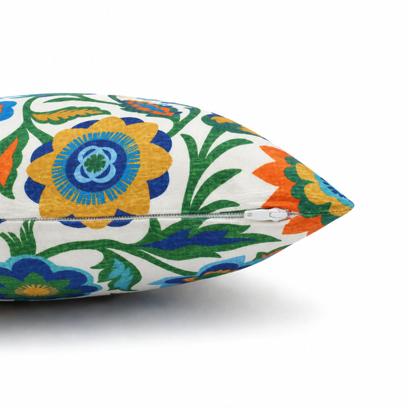 Housse de coussin d'extérieur hydrofuge bleu / vert 19 po x 19 po x 1 po en coton 6 po