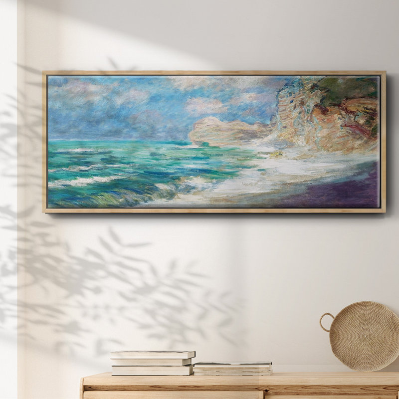 La côte au port d'Amont, mer agitée, 1886 - Toile encadrée, H 8 po x l 20 po