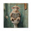 Mignon mouton lisant un journal dans la salle de bain II - Décoration murale en bois de mouton - sur bois de pin naturel-454220396
