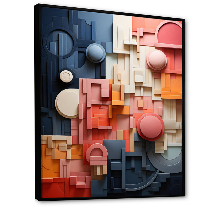 «Hridhaan Constructivism Construit Horizons IV», reproduction sur toile, H 32 po x l 24 po x P 1 po, Cadre flottant noir