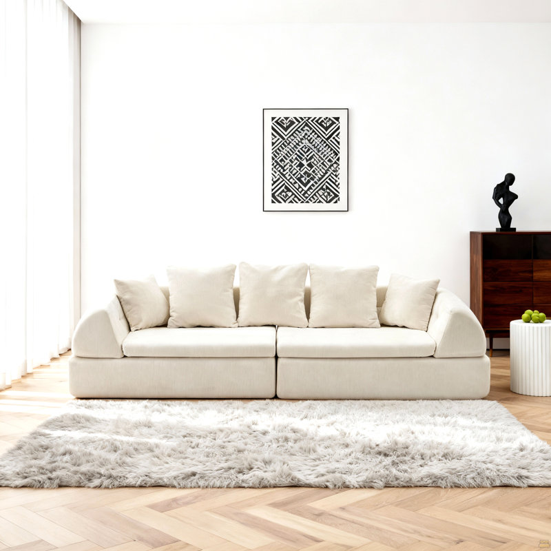 Cloud Modular Sectional Sofa, White, 25.59" H x 104.33" W x 38.97" D