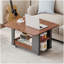 Table basse / table d'appoint moderne 27,6 po avec plateau pliable, roulettes et rangement à plusieurs niveaux en noir et noyer-1616250753