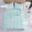 Ensemble d'édredon pré-délavé très grand - Conception de courtepointe réversible chic - Surpiqûre avec 4 pattes de coin - Léger pour toutes les saisons - Édredon de couette turquoise avec 2 taies décoratives-516600019