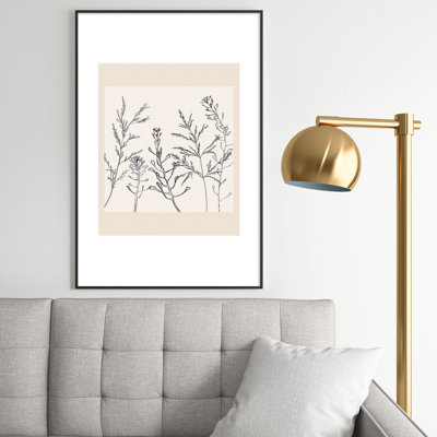 Herbe minimaliste encadrée sur papier