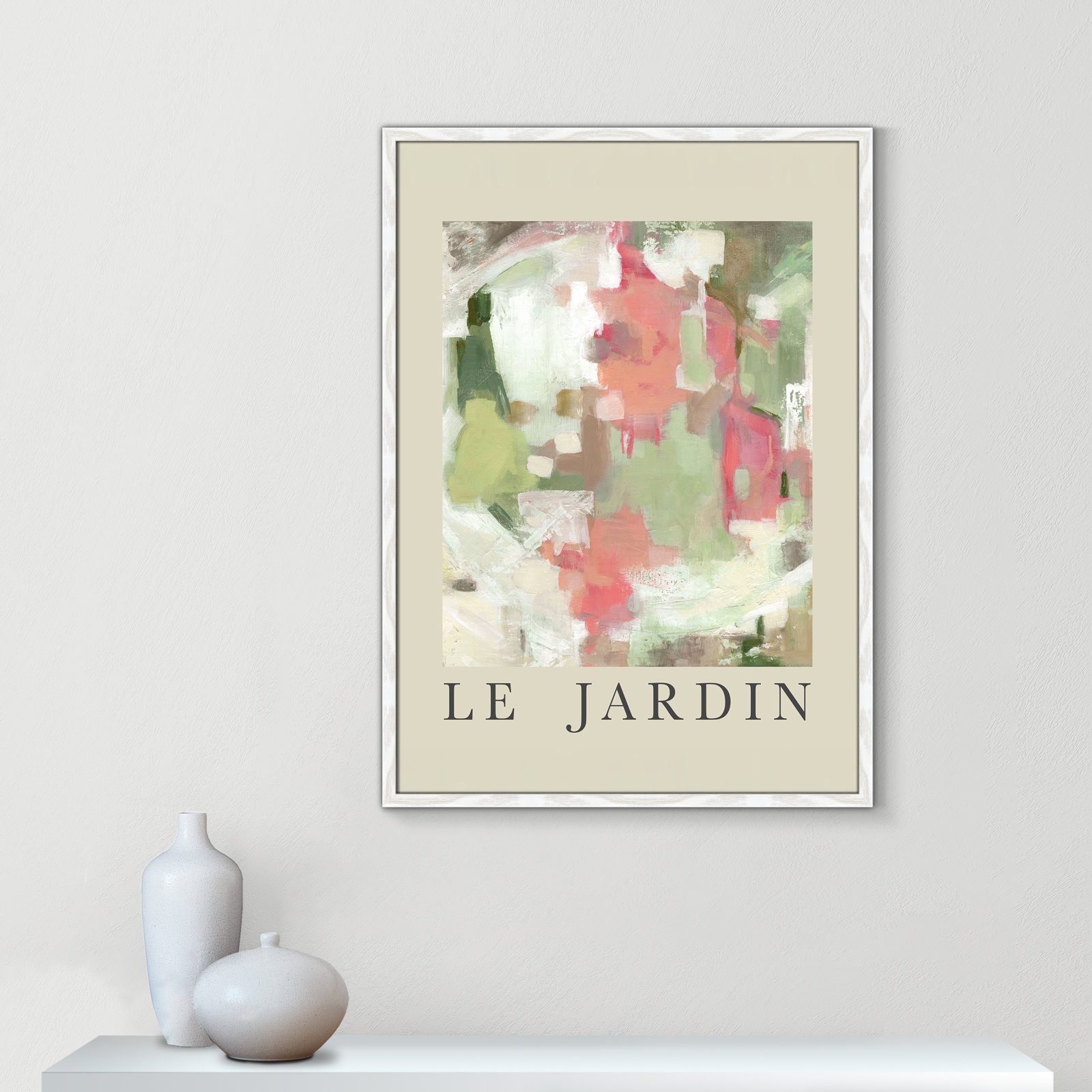 Riya "Le Jardin" Print by Carol Robinson, White Single Picture Frame, No, 35.5" H x 25.5" W x 0.75" D