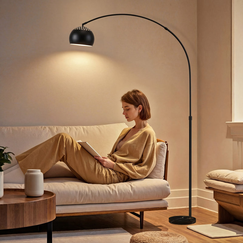 167cm Painted Arched Floor Lamp, Black