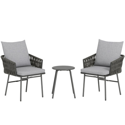 Wicker and Steel Patio Dining Set Table,