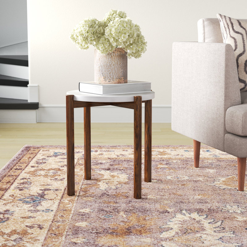 Santino Round-Top End Table, White