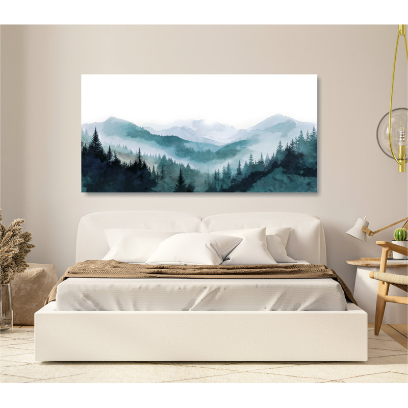 Art mural aquarelle panoramique Blue Ridge Mountains, Affiche sans cadre, H 16 po x l 32 po