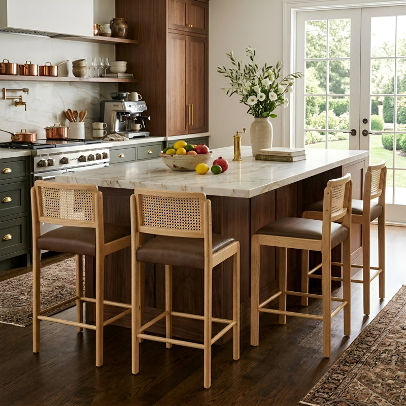 Tabouret de comptoir en bois massif 26,5 po, Brun