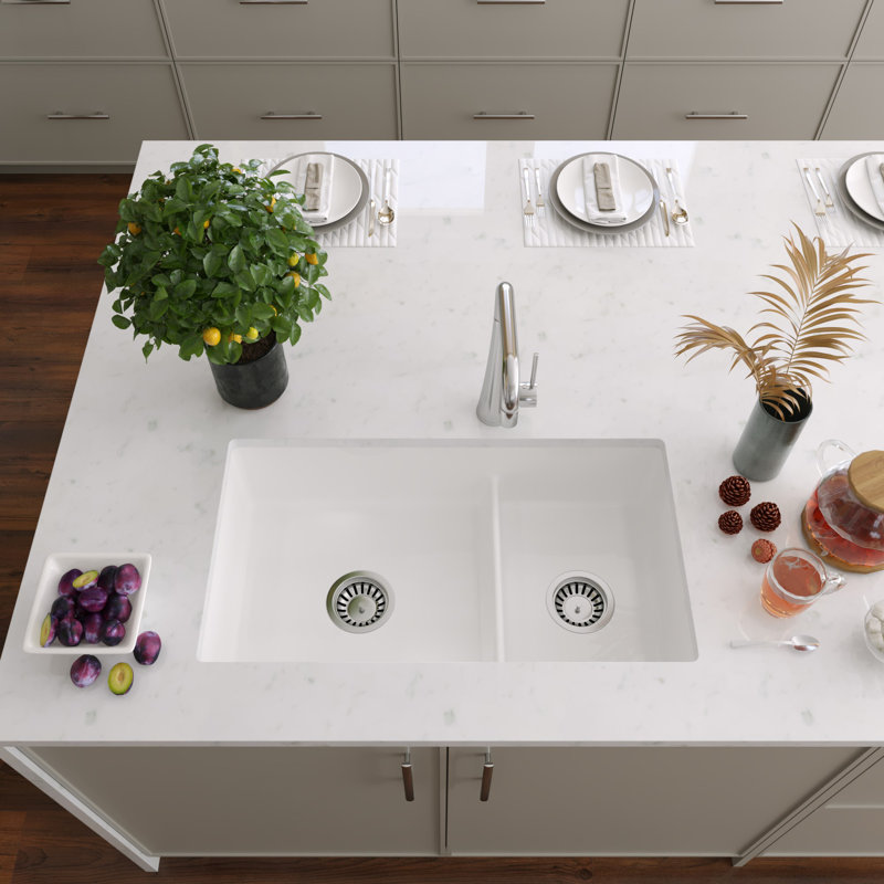 Nantucket Sinks 60/40 Dualmount Fireclay Sink Wellfleet-31OSW
