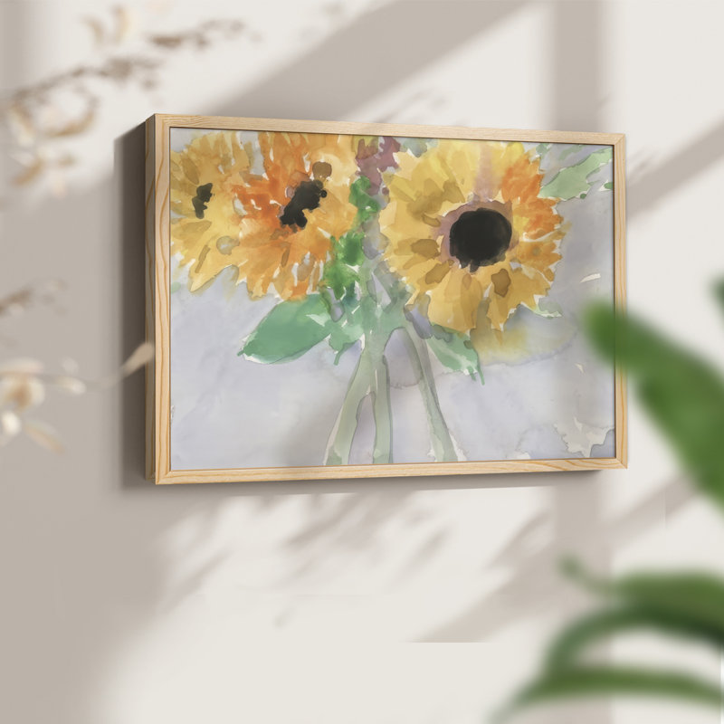 Vue de tournesol I - impression encadrée - réarmable, H 16 po x l 20 po, Naturel