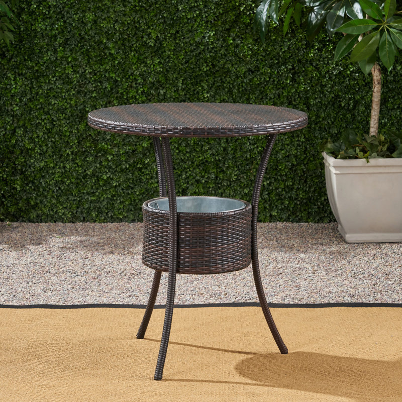 Table de comptoir avec design multi brun, l 31,75 po x l 31,75 po x H 34,25 po, table de configuration en PE et pieds en fer, structure de configuration, abat-jour, processus d'assemblage