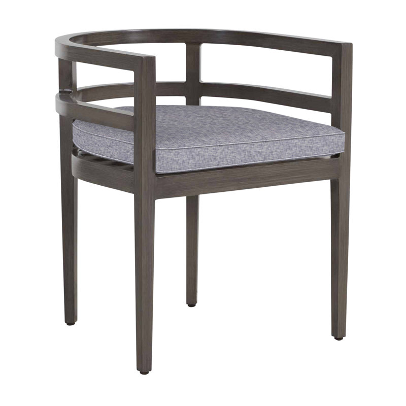 Santa Barbara Aluminum Patio Dining Armchair with Cushion, Welt, Bali Pearl