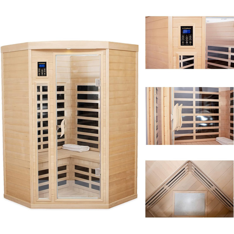 Sauna de coin en bois à infrarouge lointain pour 2-3 personnes