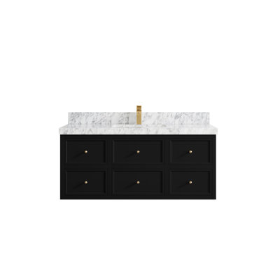 Roswell Floating 48'' Single Bathroom Vanity with Marble Top