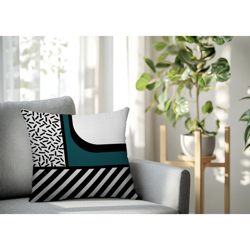 Oreiller carré réversible intérieur / extérieur Jazzo, Carré 20 po, Émeraude