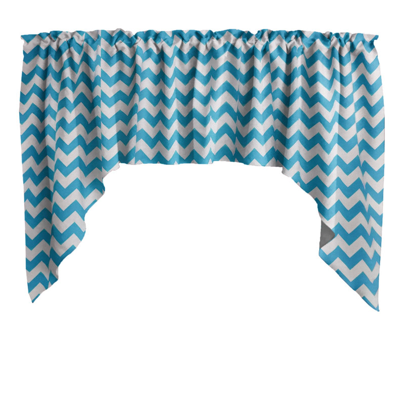 Cantonnière à chevron en mélange de coton l 58 po, Turquoise
