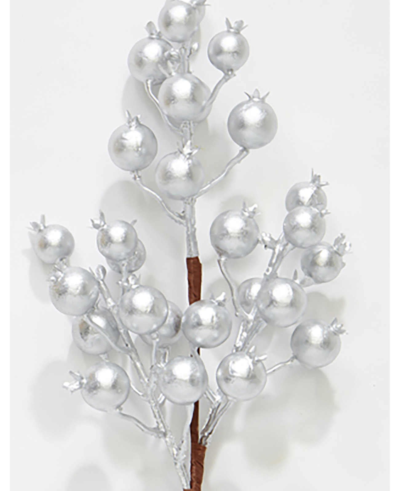 Holly Berry Floral Stems, Silver