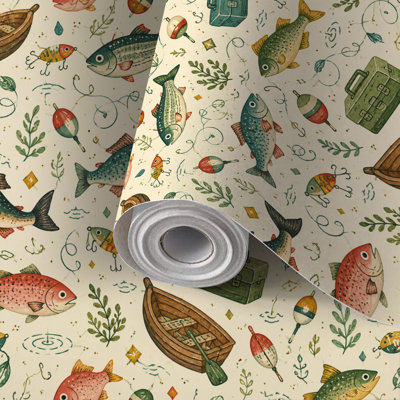 Peler et coller le papier peint de pêche en contact avec des cannes à pêche colorées, auto-adhésives et amovibles, 17,7 po x 118 po (45 x 300 cm)