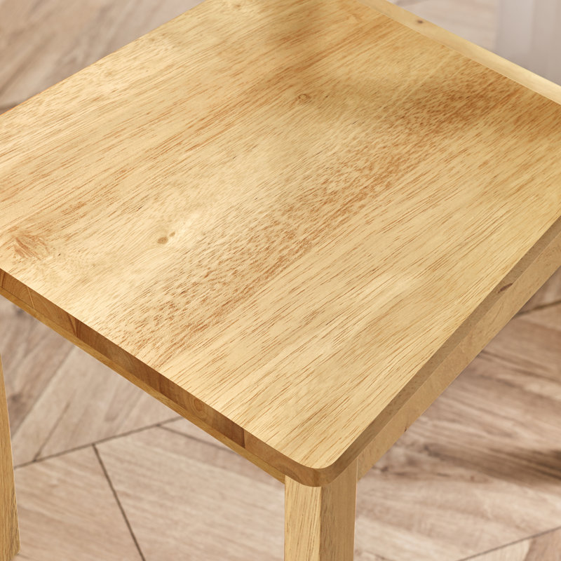 Alissah Rubberwood Extending Dining Table Set - Traditional Rustic Farmhouse Style, 7 Pieces: Table, 6 Chairs, Oak