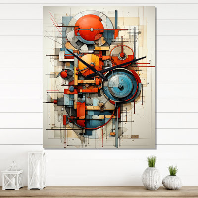 Constructivism Dynamic Assemblage Geometric III - Abstract Very Large Wall Clocks