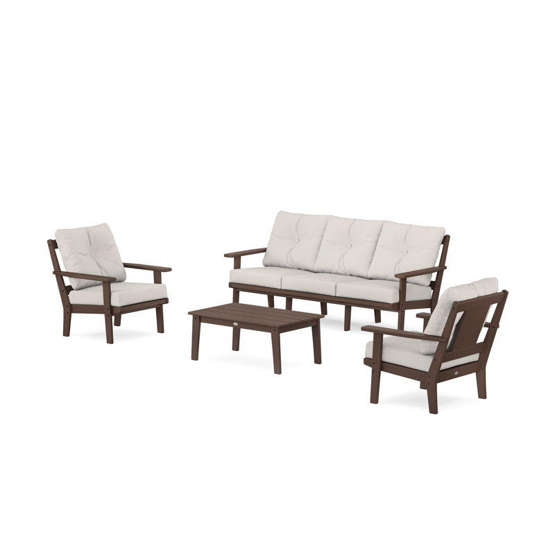 Prairie 4 Piece Sofa Seating Group with Cushions, Sand, Cast Ash
