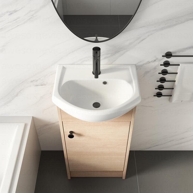 Ensemble de meuble-lavabo autoportant de 18 pouces avec petit meuble-lavabo avec lavabo, meuble-lavabo et lavabo combiné (KD-PACKING) -G-LPB02218PLO