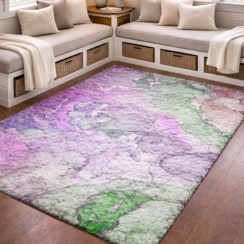 Tapis de qualité supérieure lavable à la machine Dream Shag ADS500 Watercolors, Mauve, 3 pi x 5 pi