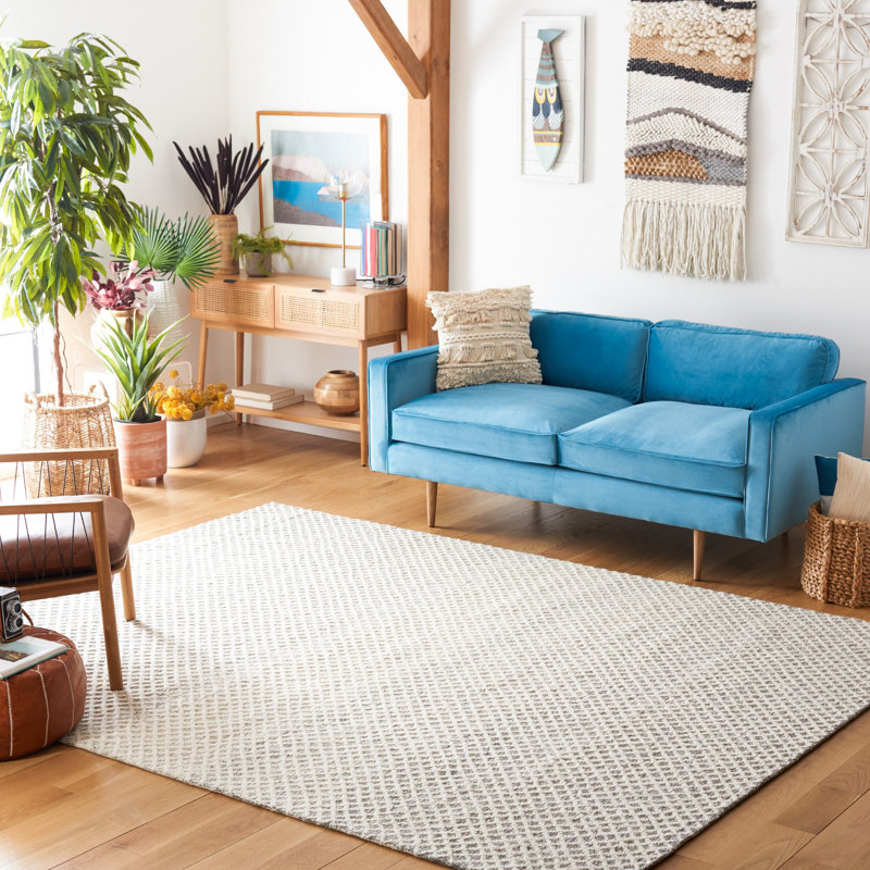 Tapis géométrique en laine et coton touffeté à la main Micro-Loop, Rectangle 6 pi x 9 pi
