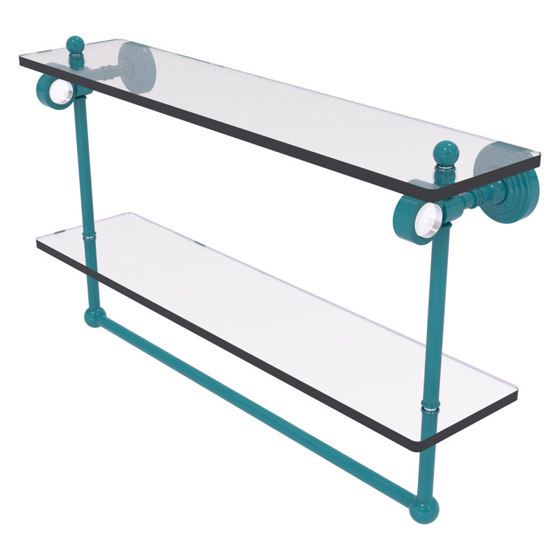 Yugan 2 Piece Tiered Shelf with Towel Bar, 13" H x 22" W x 5.125" D, Glokzin Teal
