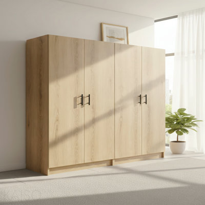 Oak Multi-Purpose Utility Storage Cabinet (2-Piece Set)