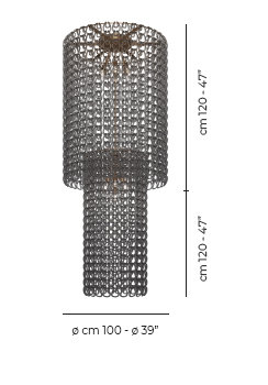 Giogali Ceiling Lamp Ca2 Crystal Smoky Glossy Chrome E26 Ul, Crystal Smoky, Matte Bronze
