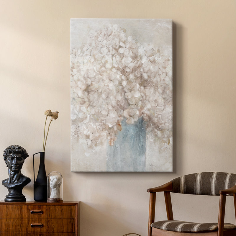 Hushed Hydrangeas -Custom Wrapped Gallery Cavas, 27" H x 18" W