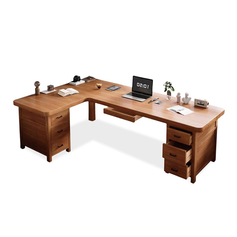 Bureau rectangulaire en L en bois massif, 29.53" H x 78.74" W x 47.24" D, Retour à gauche