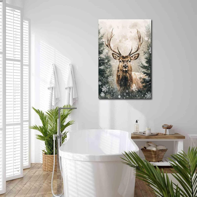 Art mural 24 po x 36 po Rustic Christmas Reindeer