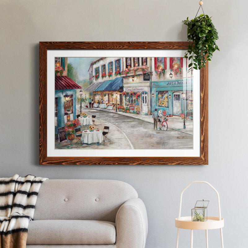 Café pittoresque - peinture encadrée, Érable, H 31 po x l 44 po x P 1 po