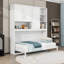 Lit escamotable simple en bois avec rangement et lumière et USB-821832214