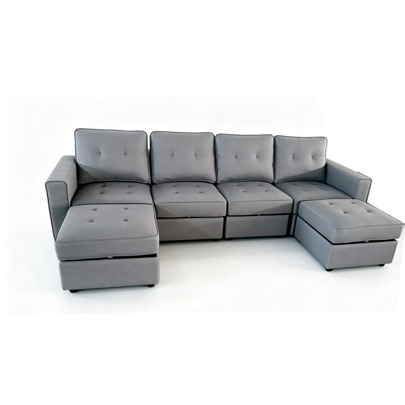 Canapé modulaire modulaire à 3 places avec rangement, brun