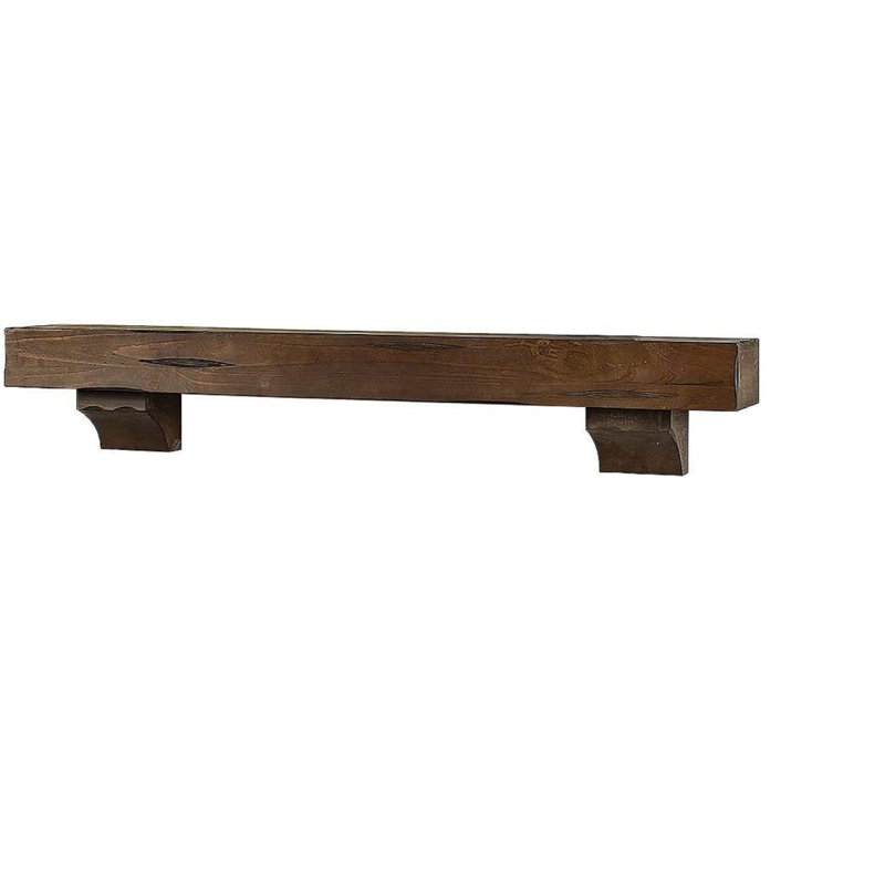 Kynsley 72" Distressed Wood Fireplace Mantel Shelf with Corbels - Ash Rustic Distressed Finish, Ash Rustic Distressed