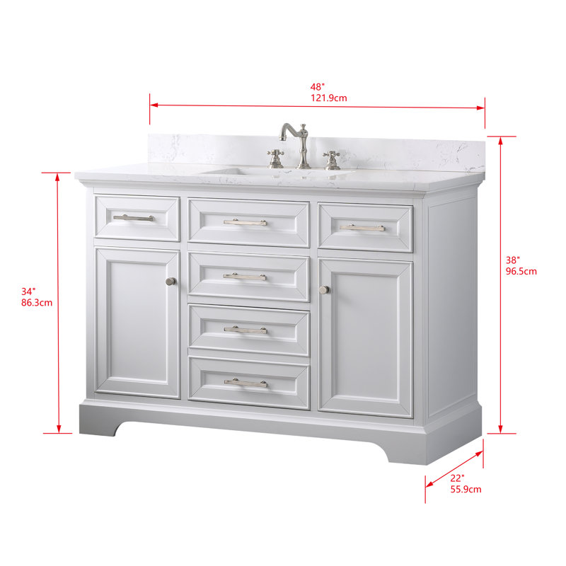 Thompson 48" W Single Vanity, White/Brushed Nickel
