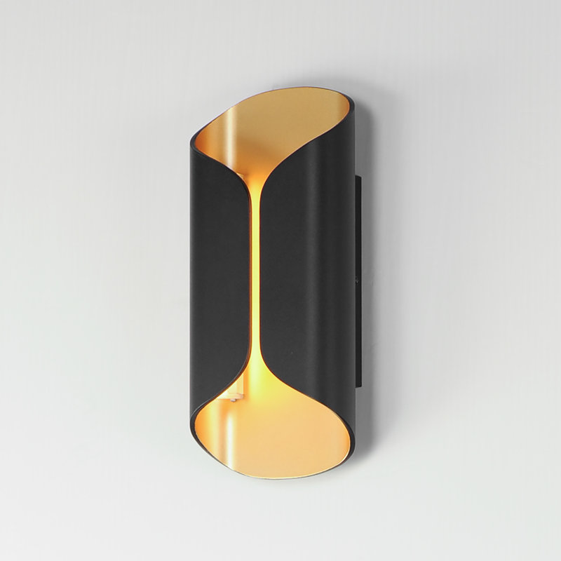 Alessandrino Aluminum LED Wall Light, Gold/Black, 13.75" H x 6.25" W x 3.25" D